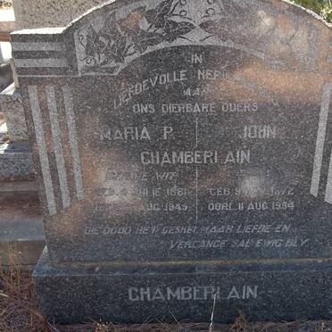 CHAMBERLAIN John 1872-1954 &amp; Maria P. de WIT 1881-1945