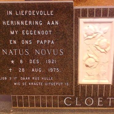 CLOETE Natus Novus 1921-1975