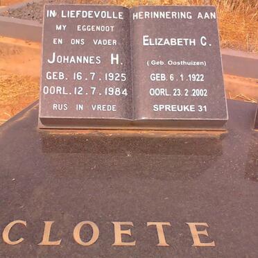 CLOETE Johannes H. 1925-1984 &amp; Elizabeth C. OOSTHUIZEN 1922-2002