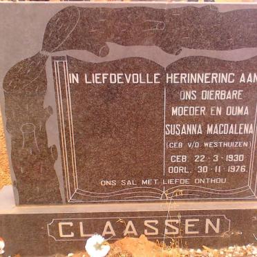 CLAASSEN Susanna Magdalena 1930-1976
