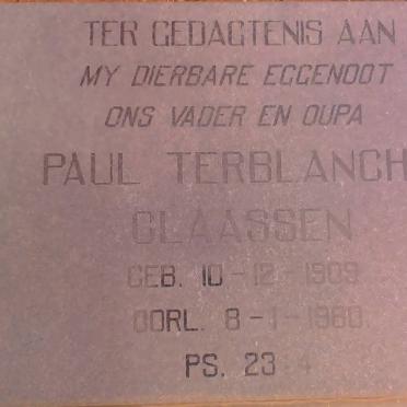 CLAASSEN Paul Terblanche 1909-1980