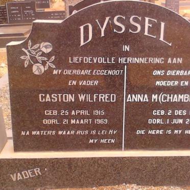 DYSSEL Caston Wilfred 1915-1969 &amp; Anna M. CHAMBERLAIN 1914-2002