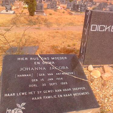 DICKER Johannes Jacoba nee VAN ANTWERPEN 1904-1989