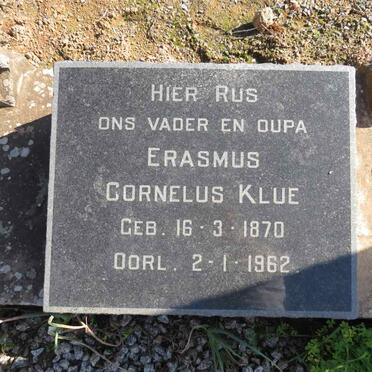 ERASMUS Cornelus Klue 1870-1962