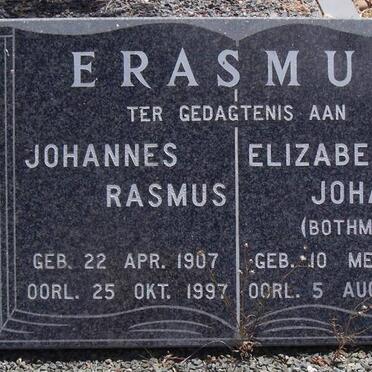 ERASMUS Johannes 1907-1997 &amp; Elizabeth Johanna BOTHMA 1907-2002