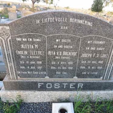FOSTER Joseph F.S. 1889-1959 & Aletta M. Enslin V. NIEKERK 1906-1997 :: BOGAERDE Rita, v.d. nee FOSTER 1933-1958