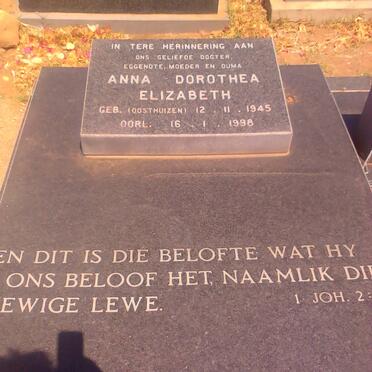 FOURIE Anna Dorothea Elizabeth nee OOSTHUIZEN 1945-1998