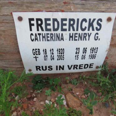 FREDERICKS Henry G. 1913-1986 & Catherina 1920-2005