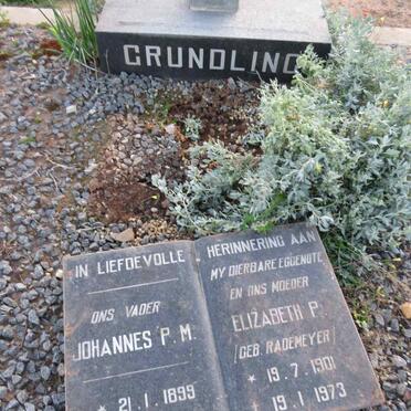 GRUNDLING Johannes P.M. 1899-1976 & Elizabeth P. RADEMEYER 1901-1973