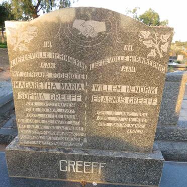 GREEFF Willem Hendrik Erasmus 1905-1982 & Magaretha Maria Sophia OOSTHUIZEN 1897-1958
