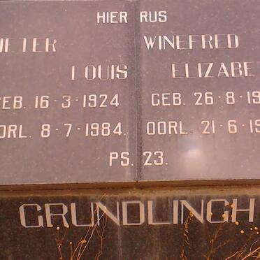 GRUNDLING Pieter Louis 1924-1984 &amp; Winefred Elizabeth 1912-1979