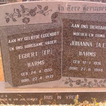HARMS Egbert 1933-1979 &amp; Johanna 1936-1994