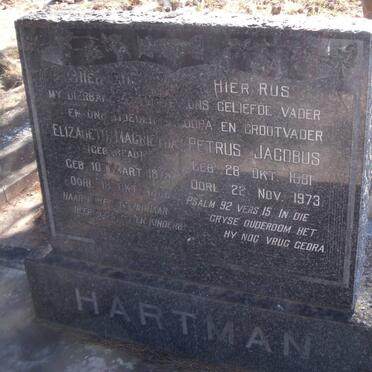HARTMAN Petrus Jacobus 1881-1973 &amp; Elizabeth Magrietha READ 1879-19??