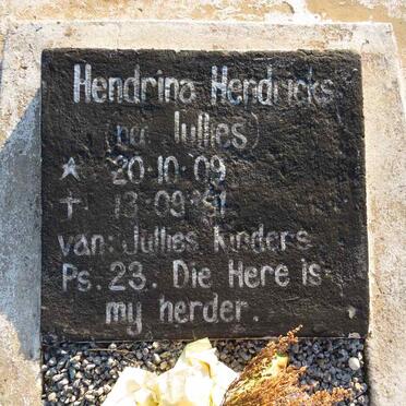 HENDRICKS Hendrina nee JULLIES 1909-19?1