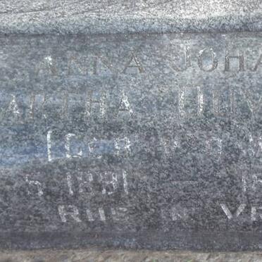 HUVENAM Anna Johanna Martha nee V.D. WALT 1881-1970