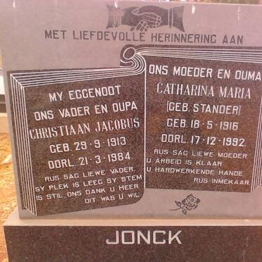 JONCK Christiaan Jacobus 1913-1984 &amp; Catharina Maria STANDER 1916-1992