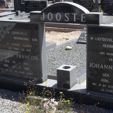 JOOSTE Andries Francois 1915-1986 &amp; Johanna Jacoba C. 1911-2001