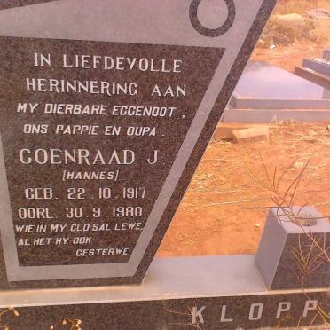 KLOPPERS Coenraad J. 1917-1980 &amp; Johanna H. 1915-1993