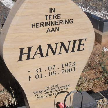 MALHERBE Hannie nee JANSE VAN RENSBURG 1953-2003