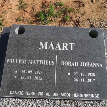 MAART Willem Mattheus 1923-2015 & Dorah Johanna 1928-2017