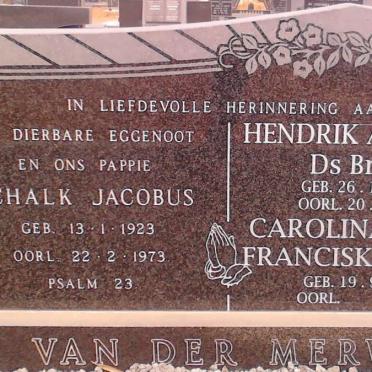 MERWE Schalk Jacobus, van der 1923-1973 :: VAN DER MERWE Hendrik Abraham 1961-2010