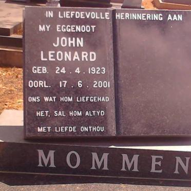 MOMMEN John Leonard 1923-2001