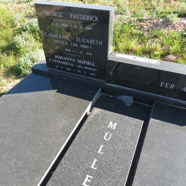 MULLER George Frederick 1908-1984 & Catherine Elizabeth Pauls HONCH 1904-1950 & Johanna Sophia Catharina GROBLER 1918-2017