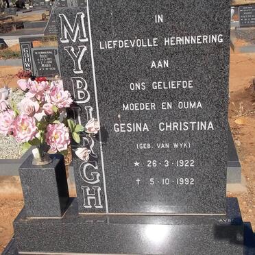 MYBURGH Gesina Christina, nee van WYK 1922-1992