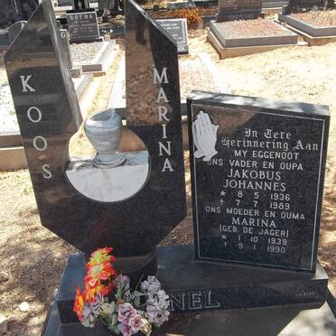 NEL Jakobus Johannes 1936-1989 &amp; Marina DE JAGER 1939-1990