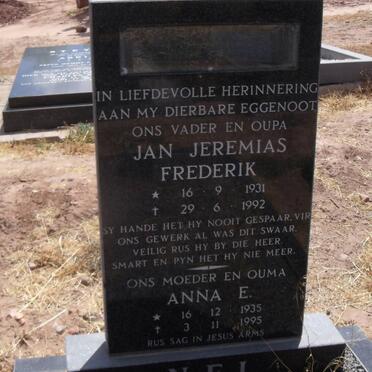 NEL Jans Jeremias Frederik 1931-1992 &amp; Anna E. 1935-1995