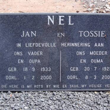 NEL Jan 1933-2000 &amp; Tossie 1929-2000