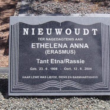 NIEUWOUDT Ethelena Anna nee ERASMUS 1908-2004