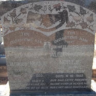 NORTJE Johannes Jacobus 1890-1955 &amp; Albertina BURGER 1899-1952