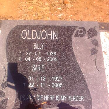 OLDJOHN Billy 1936-2005 &amp; Sarie 1927-2005
