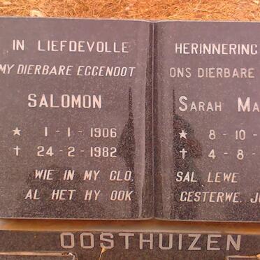 OOSTHUIZEN Salomon 1906-1982 &amp; Sarah Martina 1906-1995