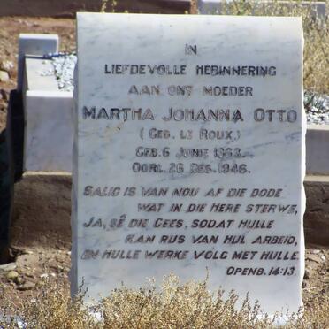 OTTO Martha Johanna nee LE ROUX 1863-1946