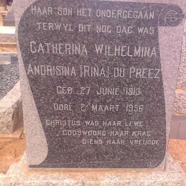 PREEZ Catherina Wilhelmina Andrisina, du 1913-1956