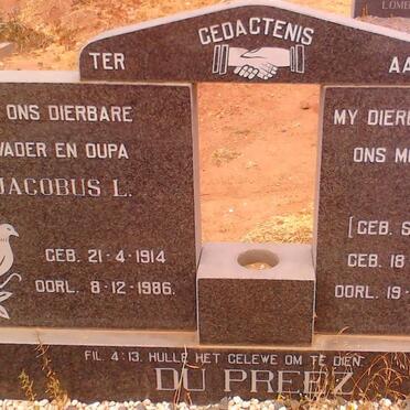 PREEZ Jacobus l., du 1914-1986 &amp; Anna STEYL 1918-1983