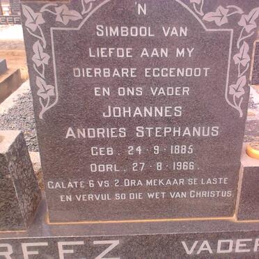 PREEZ Johannes Andries Stephanus, du 1885-1966