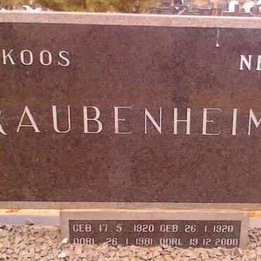 RAUBENHEIMER Koos 1920-1981 &amp; Nellie 1920-2000