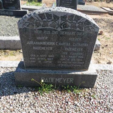 RADEMEYER Abraham Hendrik C. 1885-1957 & Martha Catharina CLAASSEN 1889-1956