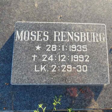 RENSBURG Aaron 1937-1989 & Valerie Henrietta 1937-2017 :: RENSBURG Moses 1935-1992
