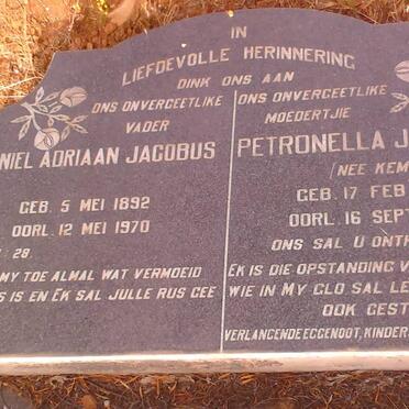 ROOTHMAN Daniel Adriaan Jacobus 1892-1970 &amp; Petronella Johanna KEMP 1895-1968