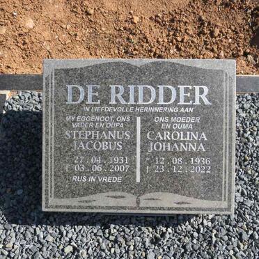 RIDDER Stephanus Jacobus, de 1931-2007 & Carolina Johanna 1936-2022