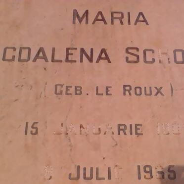SCHOEMAN Maria Magdalena nee LE ROUX 1900-1965