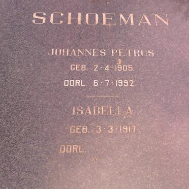 SCHOEMAN Johannes Petrus 1905-1992 &amp; Isabella 1917-