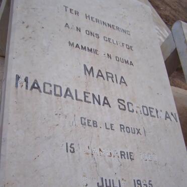 SCHOEMAN Maria Magdalena nee LE ROUX 190?-19?5