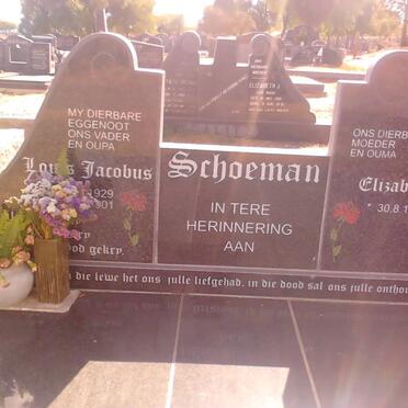 SCHOEMAN Louis Jacobus 1929-2001 &amp; Elizabeth 1934-