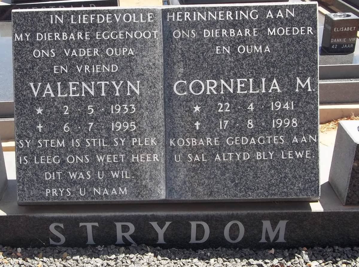 STRYDOM Valentyn 1933-1995 &amp; Cornelia M. 1941-1998