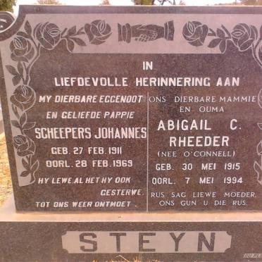 STEYN Scheepers Johannes 1911-1969 &amp; Abigail C. RHEEDER nee O'CONNELL 1915-1994